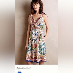 Anthropologie Collette Dinnigan silk dress. Tied Acionna Size 0P.